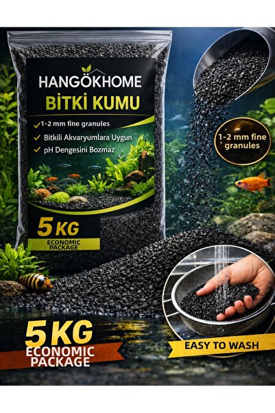 hangök home Hangökhome Aquarium Black Plant Sand 5 kg – 1-2 mm Natural Basalt...