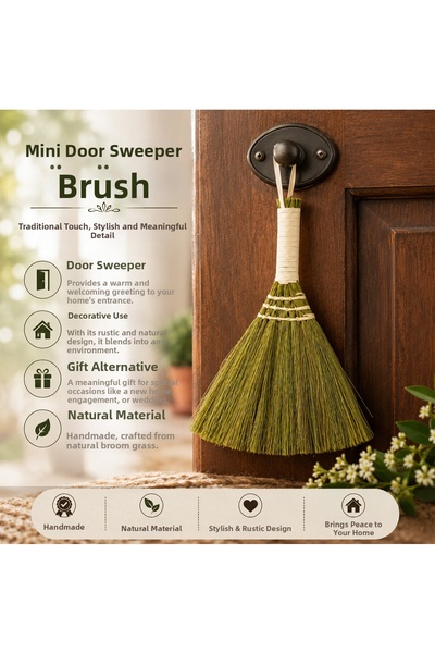 Generic Brand Door Ornament - Broom with Wicker Handle