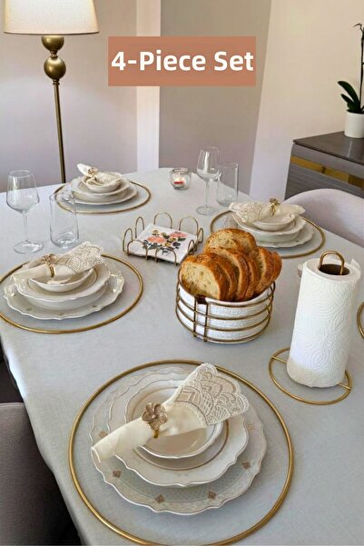 Edora Home Set of 4 Shiny Gold 6-Piece Supla Square Napkin Holder Vertical Pa...