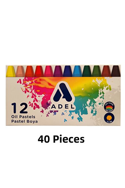 Adel 40 قطعة من أقلام التلوين الباستيل بـ 12 لونًا