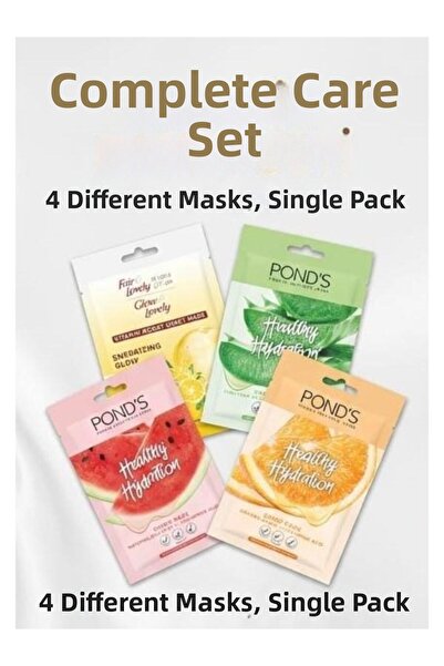 skycott Pond's and Glow & Lovely 4-Piece Mixed Paper Face Mask Set - Moisturi...
