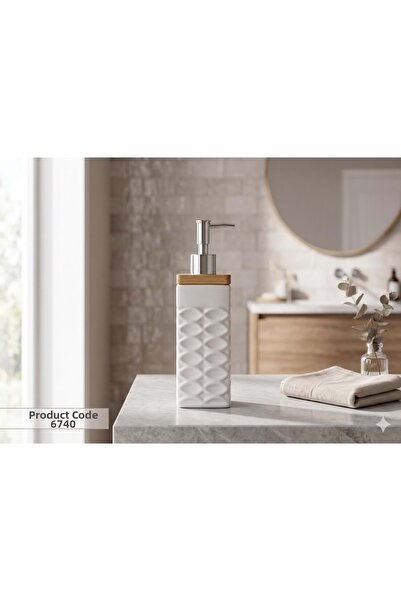 ÇİFTÇİ Konak Shopping Jb6740 -Liquid Soap Dispenser with Bambulu Porcelain
