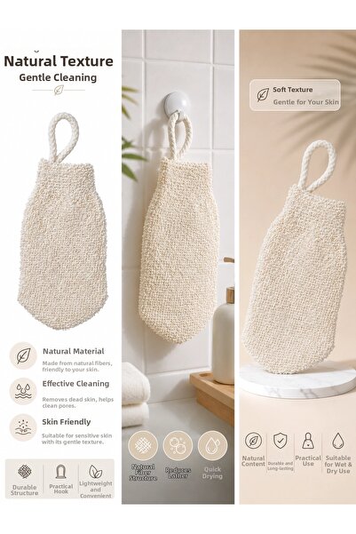 IKEA Ecru Bath Loofah Natural Loofah Pouch – with Strap, Soft Textured, Foami...