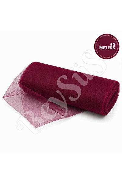 BeySüS Ornamental Tulle Burgundy Crystal Tulle 50 m