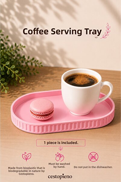 CESTOPİENO Coffee Presentation Plate Oval Serving Tray |   Eco-Friendly Biopl...