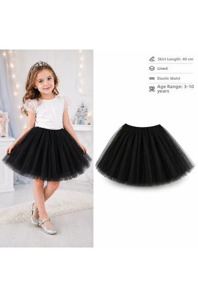 evimdeyokyok Black Children's Tutu Skirt – Lined Princess Skirt for Ages 3-10