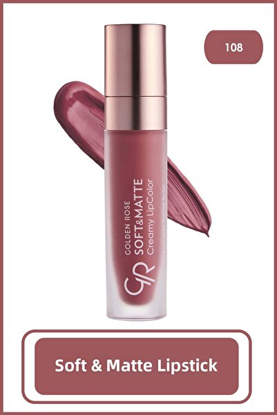 Golden Rose Soft&Matte Creamy Lipcolor 108 Jojoba and Avocado Oil Soft Matte ...