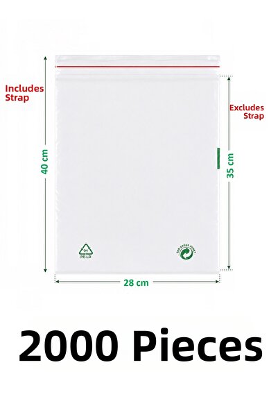 MTKardeşler 2000 Pieces 28X35+5 cm Transparent Green Recyclable Adhesive Nylo...