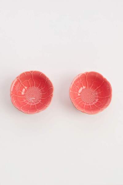 TRENDYOLMİLLA HOME Set of 2 Flower Shaped Ceramic Bowls Pink Tphss26Tbk00031