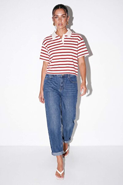 Drop by TrendyolMilla Tamnoplave boyfriend farmerke sa preklopljenim detaljim...