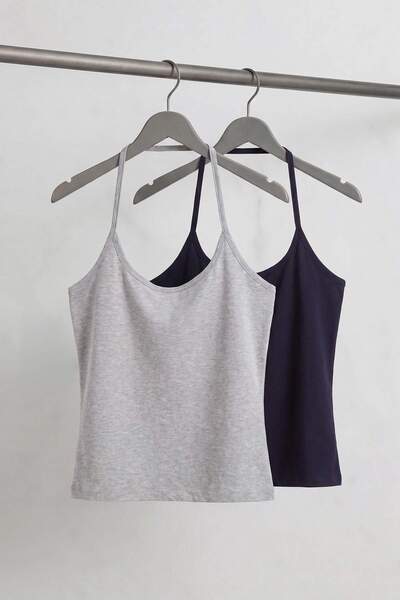 Trendyol Curve Navy Blue-Grey Halter Neck Flexible Knitted Plus Size Athlete ...