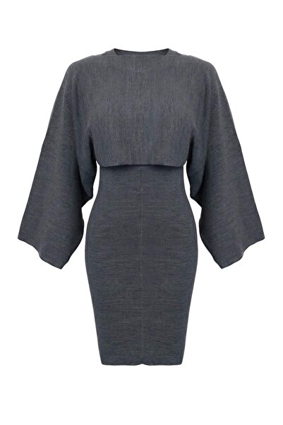 Trendyol Collection Anthracite Mini Knitwear Bolero-Dress Set Twoaw25El00056