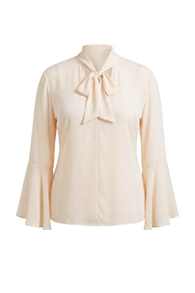 Trendyol Curve Ecru Chiffon Woven Plus Size Blouse