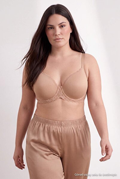 Trendyol Curve Skin Covered Underwire Lace Detailed Plus Size Bra Tbbaw27Cw00001
