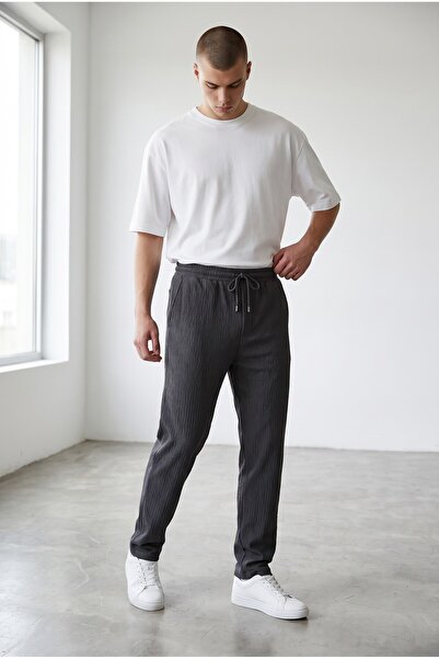 Altamira Men's Black Wrinkled Sweatpants
