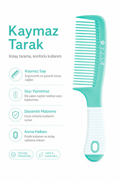 ELSA Επαγγελματική Αντιολισθητική Χτένα 1058, για Υγρή & Στεγνή Χρήση, Χτένα ...