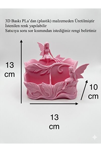3Dikili design Peri Figürlü Çok Amaçlı Organizer | Makyaj Fırçası Düzenleyici| Dekoratif Masaüstü Kalemlik 13x13cm