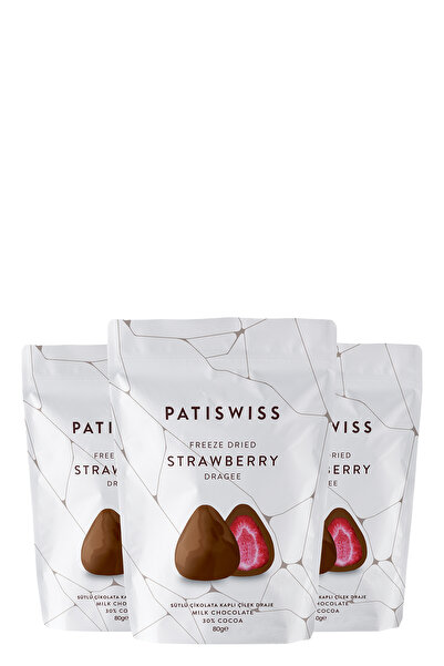 Patiswiss Sütlü Çikolatalı Çilek Draje Set, 80G X 3 Adet