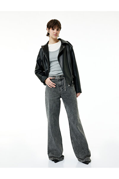 Koton Παντελόνι τζιν καμπάνα με λεπτομέρεια αλυσίδας στη μέση - Flare Jeans