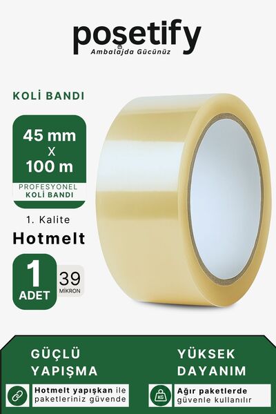 45 mm x 100 Meter Hotmelt Duct Tape | 1. Quality | Strong Transparent Packaging Tape | 1 Piece