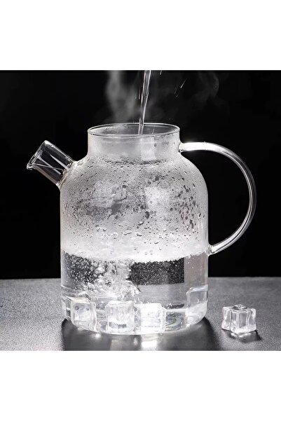 Vivien Home Isıya Dayanıklı 1600 ml Süzgeçli Cam Demlik Bitki Çayları , Borosilikat ,sürahi