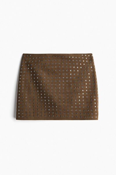 H&M Suni Elmas İşlemeli Mini Etek