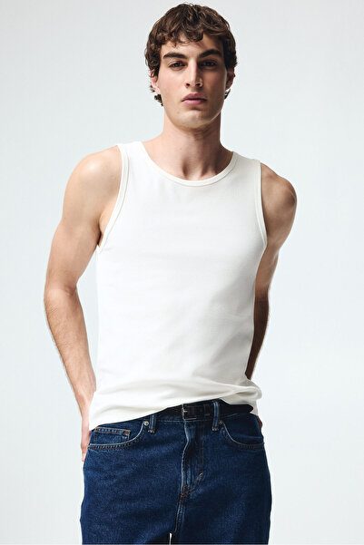 H&M Ribanalı Kolsuz Üst Slim Fit