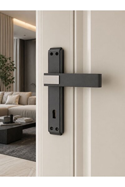 İyem Λαβή πόρτας Sofuoğlu Lüx Asude με καθρέφτη (Δωμάτιο) Μαύρο ματ - Ματ σατέν
