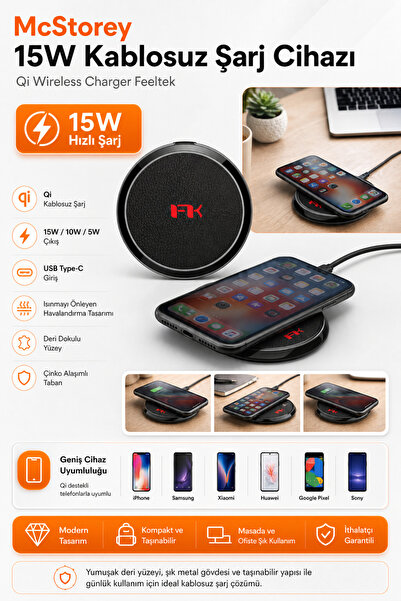 Mcstorey Kablosuz Şarj Iphone Şarj Aleti Apple Şarj Standı 15w Qi Wireless Ch...