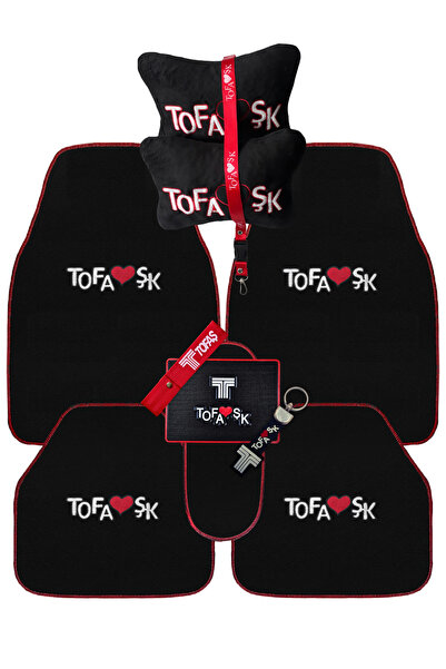TUSBA MARKET Tofaş 5 Parça Nakışlı Siyah Oto Halı Paspas / Tofaş Araç Oto Sey...