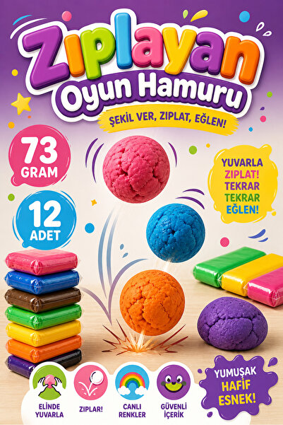 eneci Zıplayan Oyun Hamuru Pofuduk Hava Temaslı Kuruyan Doğal Oyun Hamuru Kit...