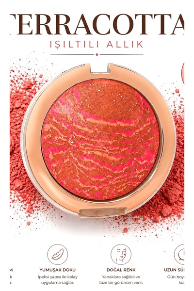 MAQYA KOZMETİK M. MİLANO Baked Blusher Işıltılı Fırınlanmış Toz Allık PEMBE /...