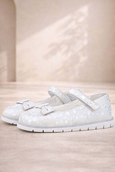 Rakerplus Genuine Leather Patterned Velcro Girls' Ballerinas