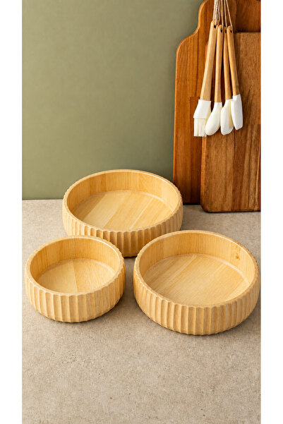 Genel Markalar 3 Lü Bambu Salata Kasesi - Curve Bowl
