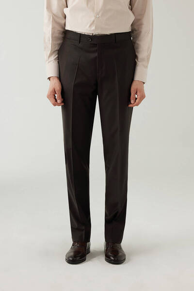 Ysf Erkek Kahverengi Regular Fit Kumaş Pantolon