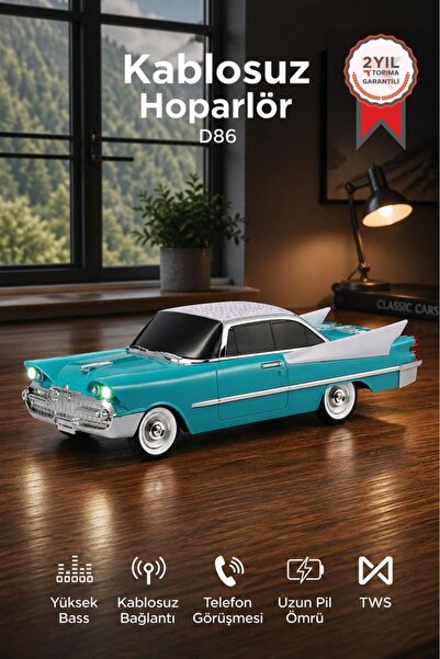 Torima Bluetooth Hoparlör Retro Klasik Araba Tasarımlı TWS 10W FM USB Speaker...
