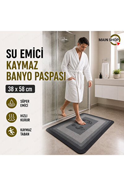 isgstore Covoraș de baie și duș cu bază anti-alunecare, absorbant de apă, 38x...