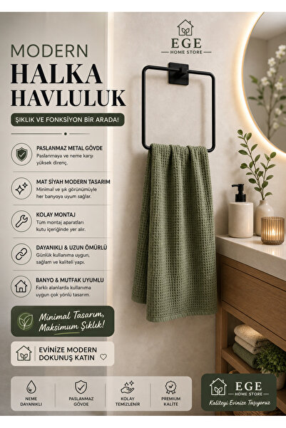Home Yapışkanlı Havluluk Siyah Havlu Askısı Metal Havlu Tutacağı Banyo Havlul...