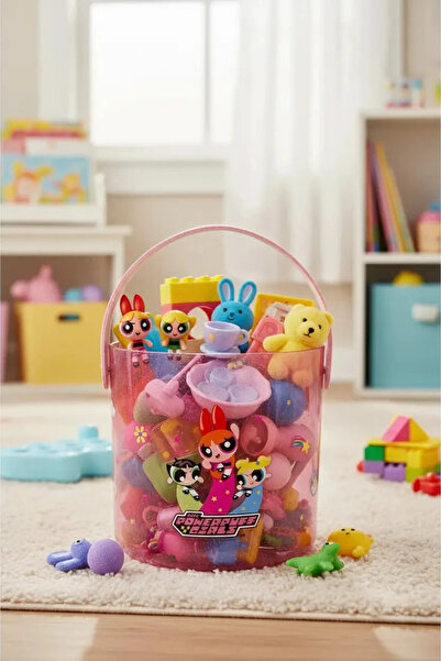 Miniso Powerpuff Girls Lisanslı Tutacaklı Sepet Çok Amaçlı Düzenleyici 13 Cm