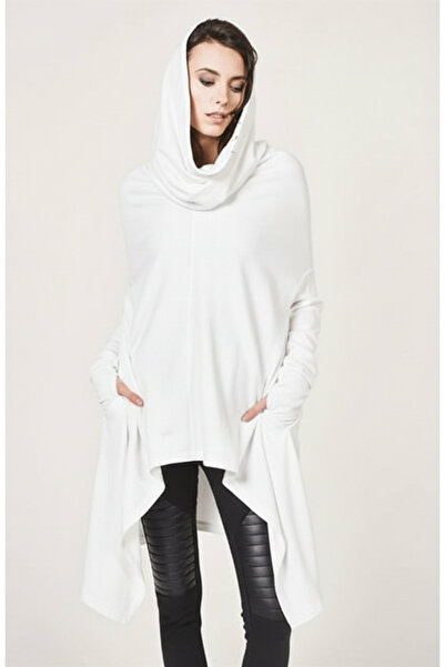 arakan Kadın Asimetrik Kesim Kapüşonlu Oversize Mevsimlik Sweatshirt – Uzun T...