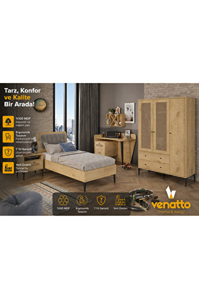 VENATTO Trio L Genç Odası (MEŞE) (%100MDF)