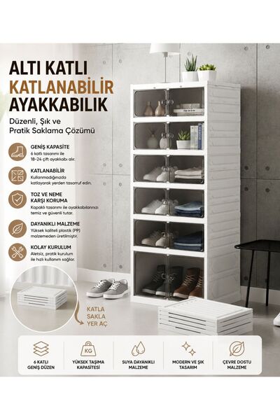 Myplas 6KATLI Katlanabilir Portatif Büyük Boy Kapasiteli Taşınabilir Organize...