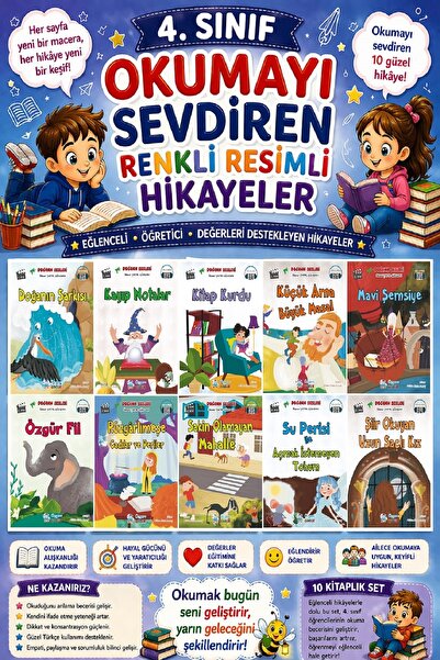 Üçgen Yayıncılık 4. Sınıf Okumayı Sevdiren Renkli Resimli Hikayeler 15 - 10 K...