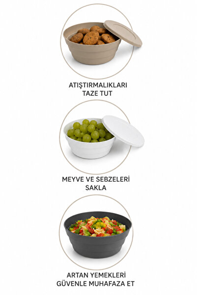 YDGR 3'lü Plastik Yuvarlak Kapaklı Saklama Kabı