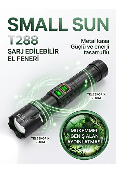 Small Sun 80W 1000 Lümen T288 Model 8800 mah pil 1 ile 1,5 Km Menzilli Şarjlı...