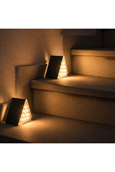 SERSIMO Set de 2 lumini solare pentru trepte, 9 LED-uri alb cald, încărcare s...