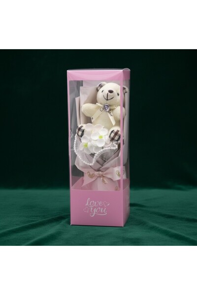 Pravalia Magica Gift set "Pink teddy bear and soap roses" - Cream - Vertical ...