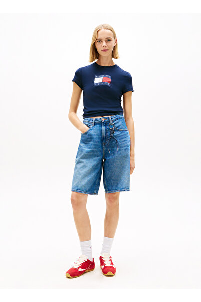 Tommy Jeans Lacivert Kadın T-Shirt TJW SLIM WAVY FLAG TEE EXT