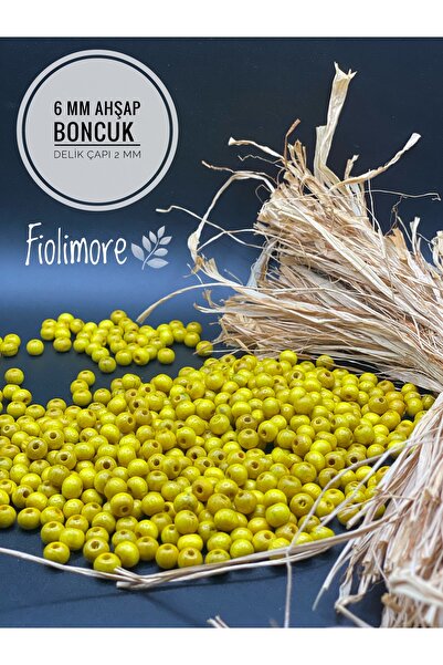 Fiolimore Mărgele din lemn de culoare galbenă de 6 mm (25 grame 175 bucăți) D...