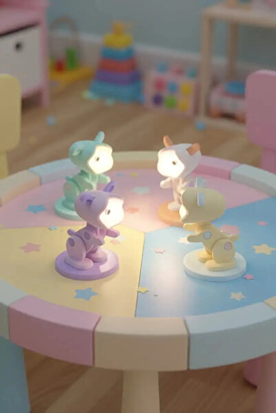 Miniso Lisanslı Pastel Renkli Hayvan Şekilli Dekoratif Masa Lambası – Hareket...
